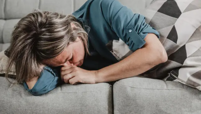 adult woman stressing out home 1